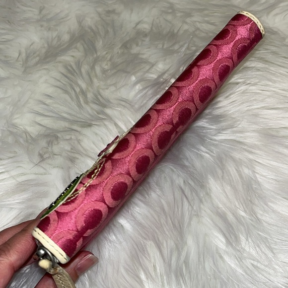 Coach Op Art Floral Appliqué Pink Canvas VTG wallet - Picture 6 of 15